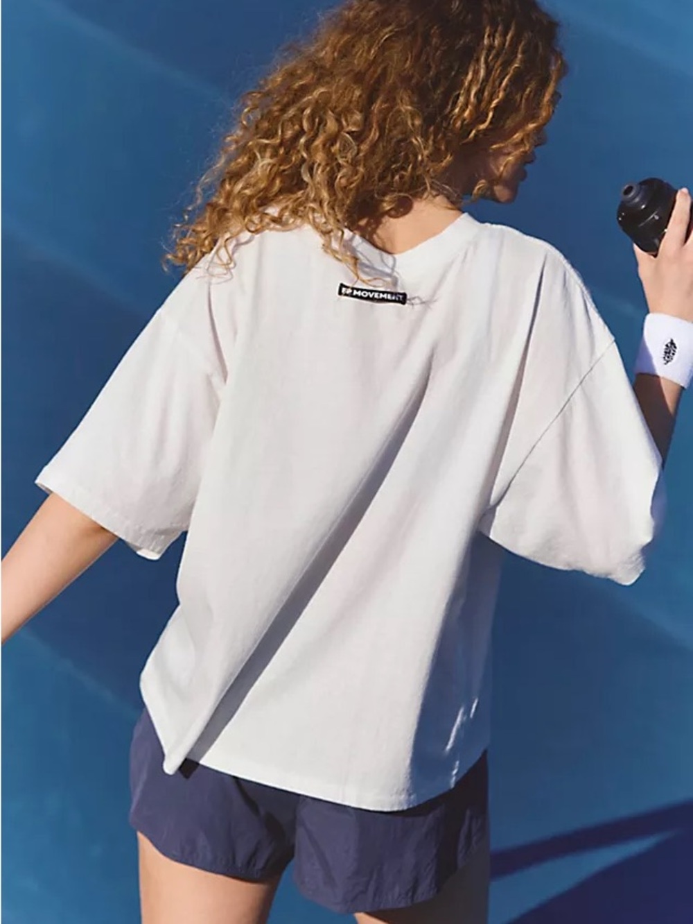 Free People Movement Tackle Tee White Embroidered Logo XS NWOT